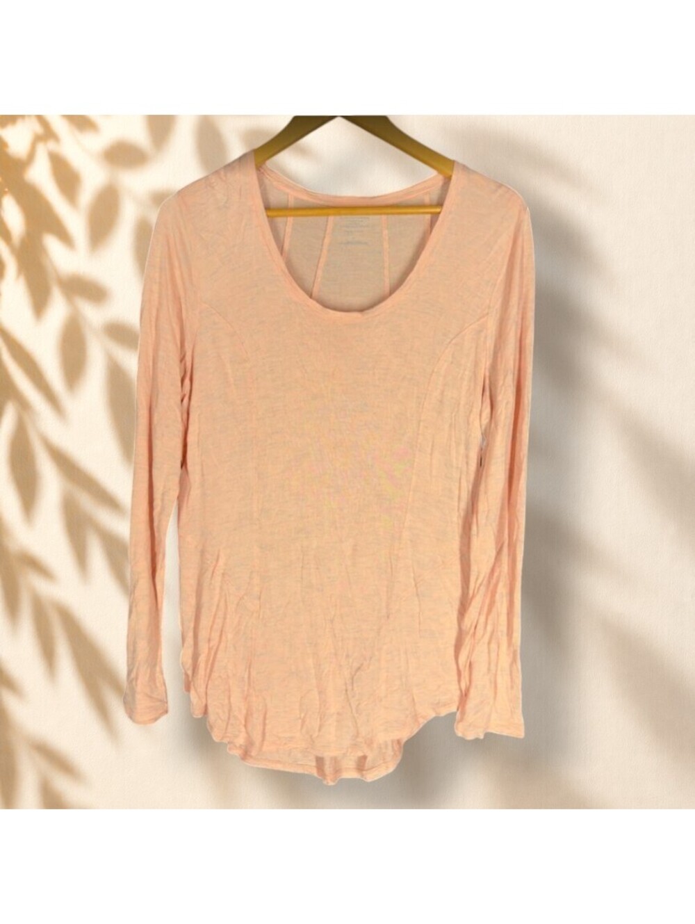 Simply Vera Vera Wang T-Shirt Women L Large Pink Long Sleeve Rayon Casual Solid